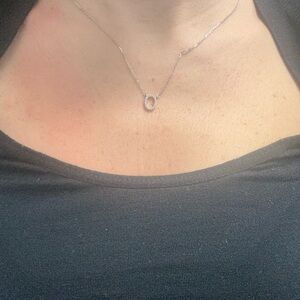 Suzy Levian Initial O Necklace Elegant Sterling Silver White Topaz Necklace NWT